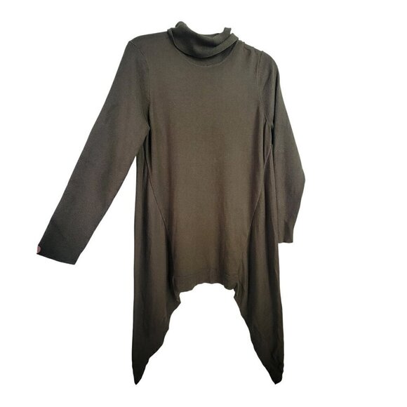 Chico's Women's Cashmere Blend Turtleneck Asymmetrical Green Sweater Size M (1) - Picture 1 of 12